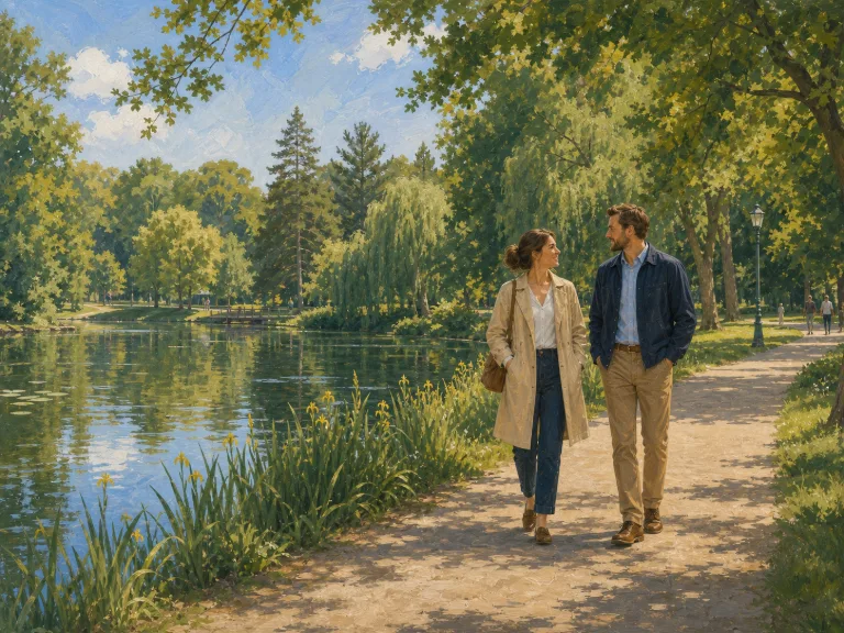 Pár sétál a debreceni Békás-tó partján