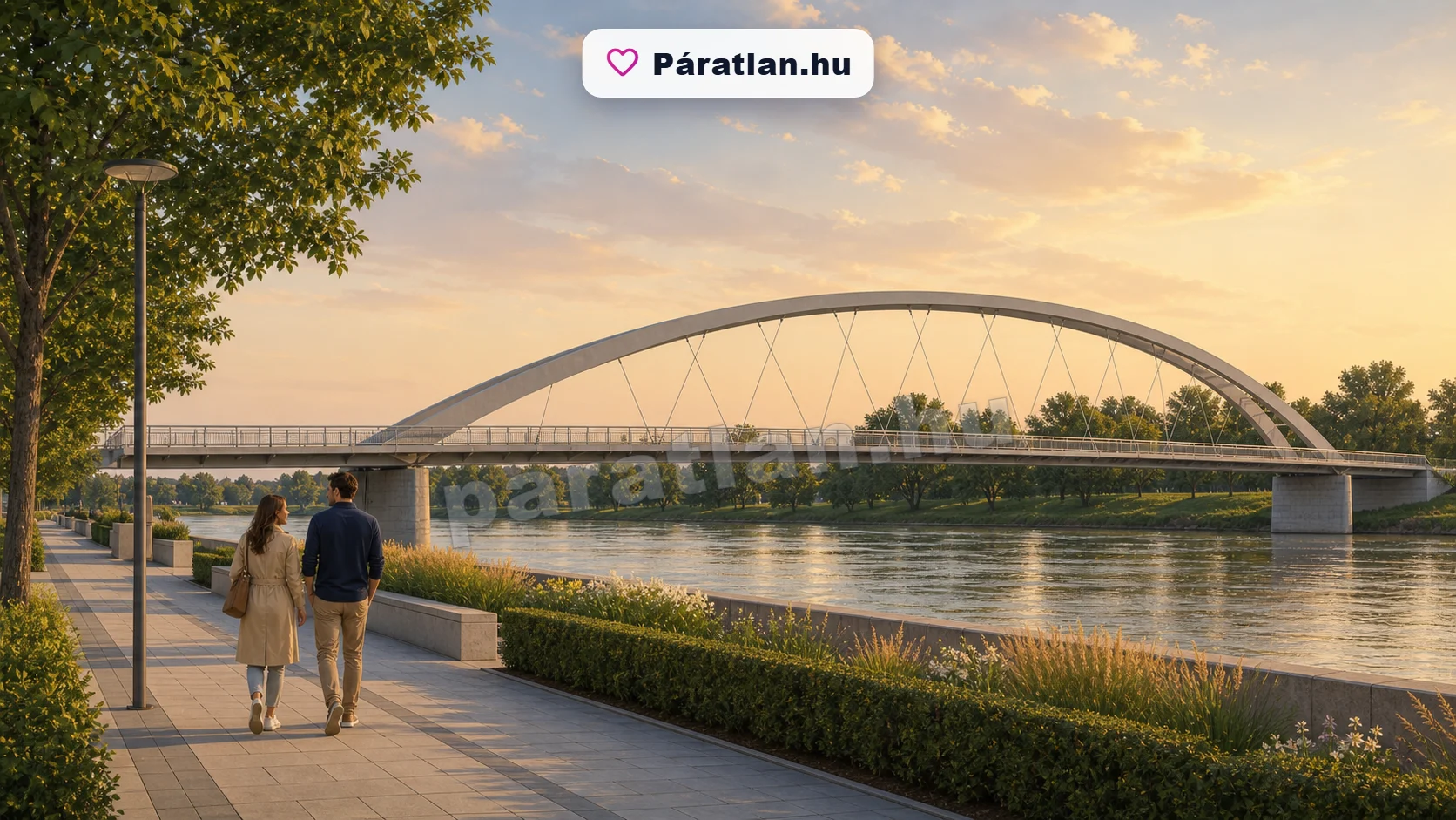 Szolnok városi hangulat egy sétáló párral