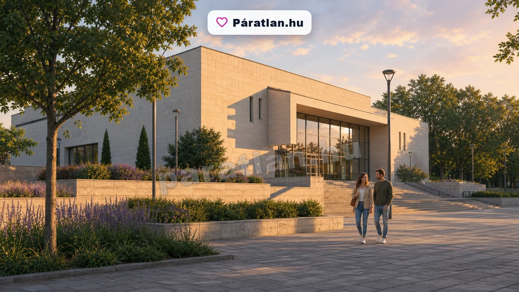 Zalaegerszeg városi hangulat egy sétáló párral